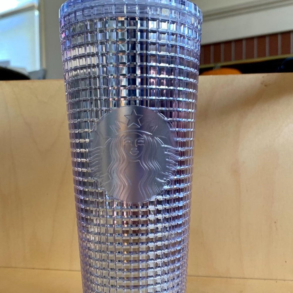 Starbucks Holiday 2020 SILVER Grid Plastic Tumbler